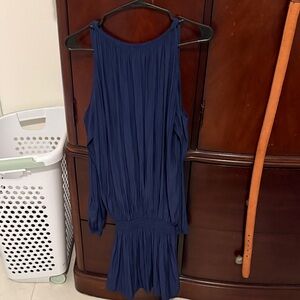 Elegant Long Sleeve Navy Dress